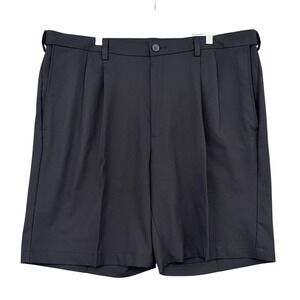 Haggar Cool 18 Pro‎ Pleated Shorts Mens 40 Polyester Black